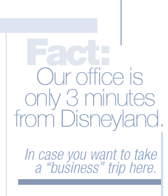 Fact: Our office is only 3 minutes from Disneyland. In case you wanted to take a "business" trip here.